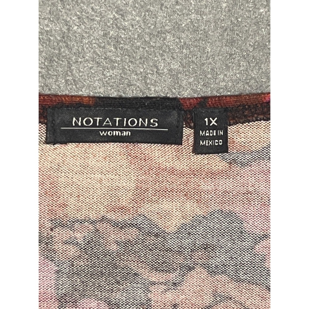 Notations Woman Plus Size 1X Floral Studded V-Neck 3/4 Sleeve Tunic Top Blouse - Picture 4 of 7